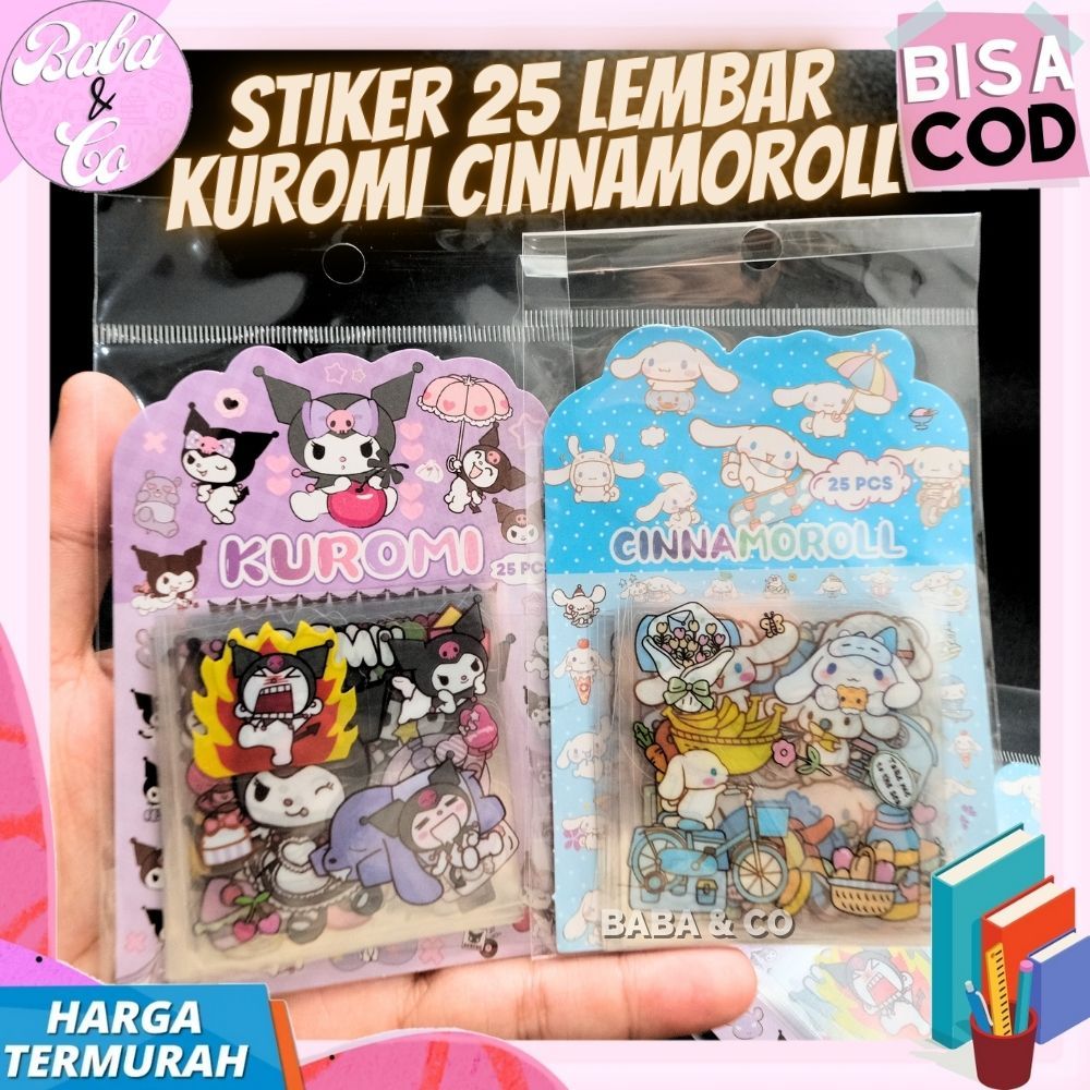 

1 SET 25 LEMBAR STIKER SANRIO KUROMI CINNAMOROLL STIKER LUCU SANRIO