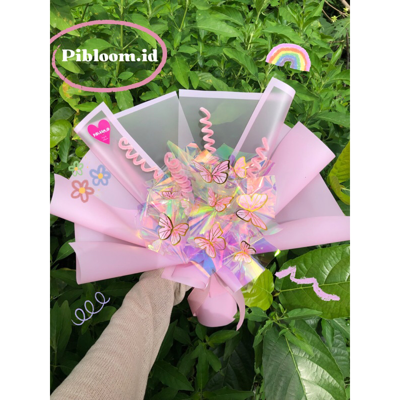 (FREE LED) BUKET PIPE CLEANER HOLOGRAM KUPU KUPU LED/ BUKET BUTTERFLY LED