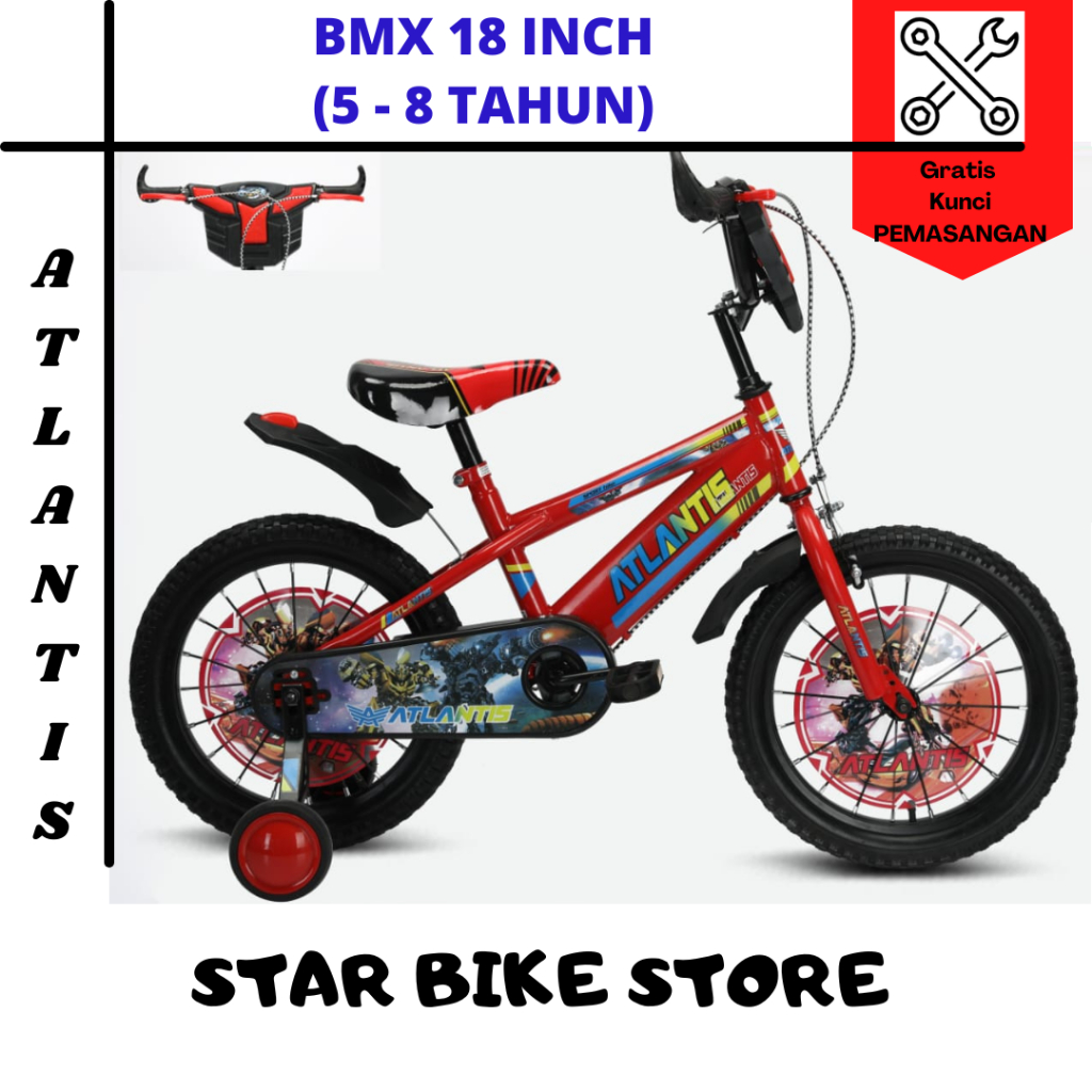 Sepeda anak laki ukuran 18 inch anak usia 5 - 8 tahun