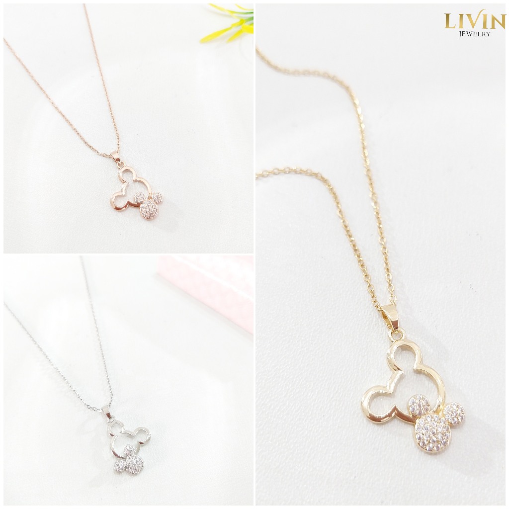 Kalung Titanium Wanita Miki Mouse Anti Karat - KLT 415