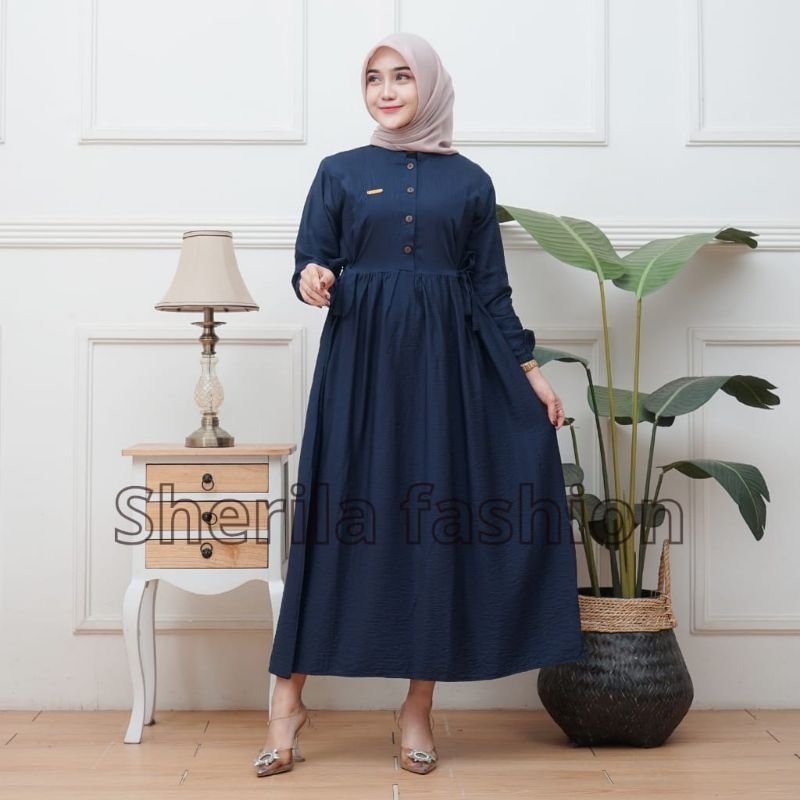 sherila gamis polo linen premium import