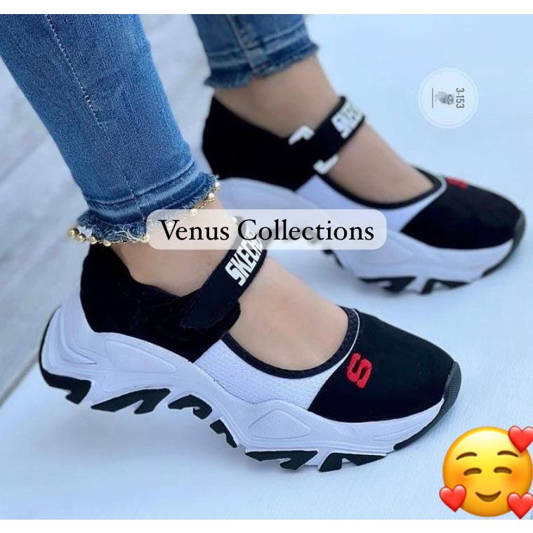 Sepatu Wanita Slip On Sneakers Modis Tinggi 5cm