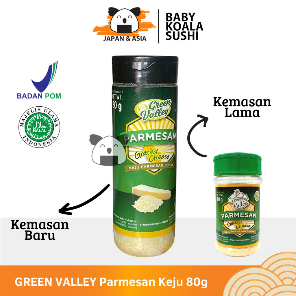 

GREEN VALLEY Keju Parmesan Cheese 80 g Halal | Keju Parmesan Bubuk