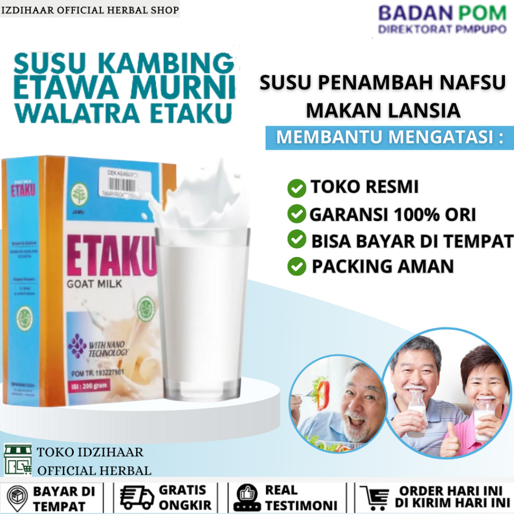 

Susu Penambah Nafsu Makan Lansia, Lansia Susah Makan, Vitamin Lansia, Susu Penggemuk Badan Lansia, Penambah Berat Badan Lansia, Susu Untuk Lansia, Tingkatkan Nafsu Makan Dan Masa Otot Dengan Etaku Goat Milk Susu Kambing Etawa Asli Tanpa Efek Samping