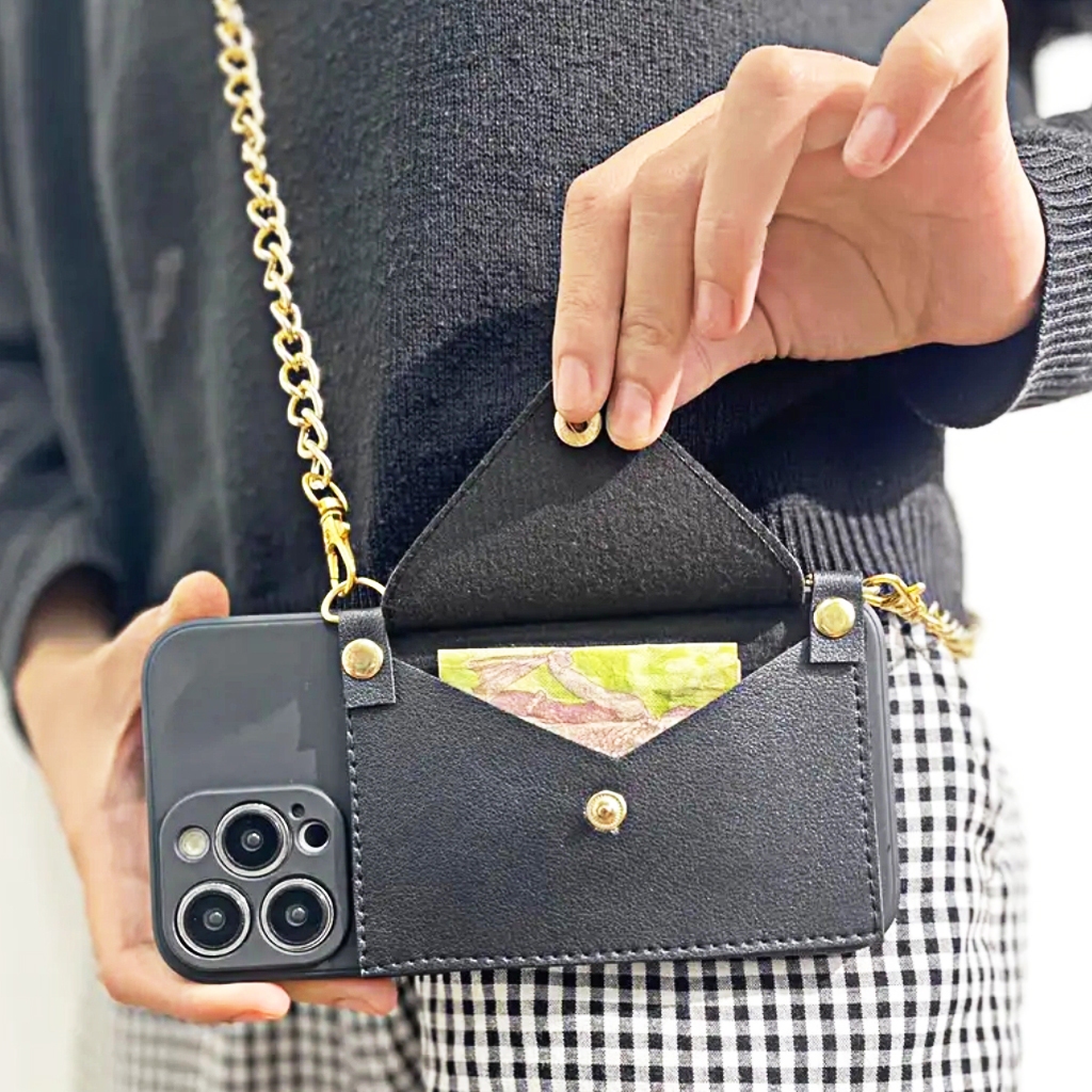 Case Dompet + Rantai For All Type Smartphone A96 A76 A57 2022 A77S A17 Reno 7 4G - Silikon Case V25 