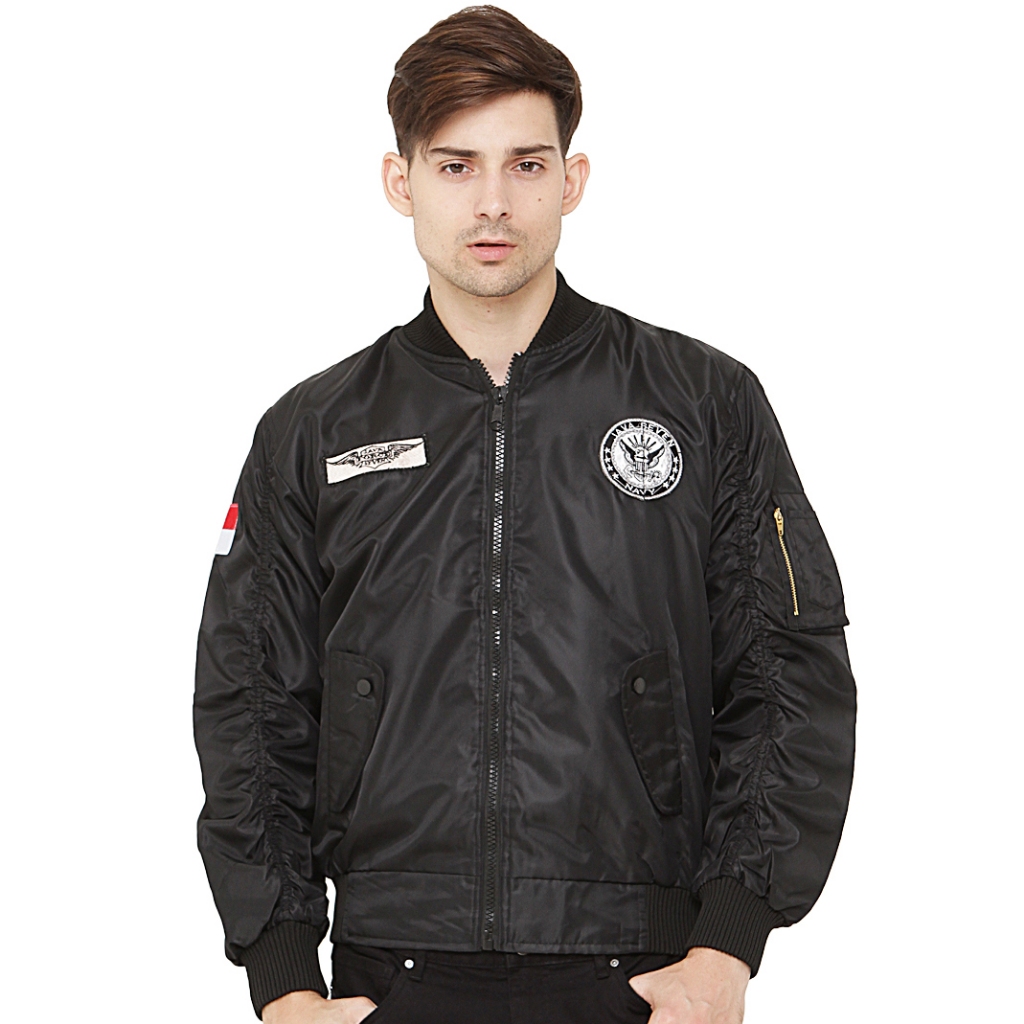 JAVA SEVEN Jacket bomber pria / Jacket motoris biker pria / jacket kasual pria / Fuma hitam ISL 023
