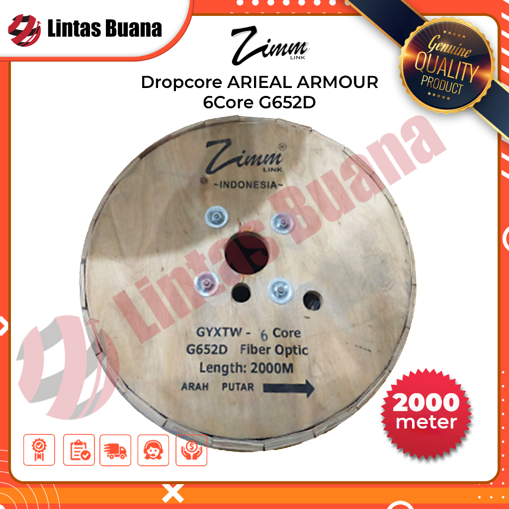 Zimmlink Kabel Dropcore  Fiber Optik Grade A ARIEAL ARMOUR 6Core G652D 2000km