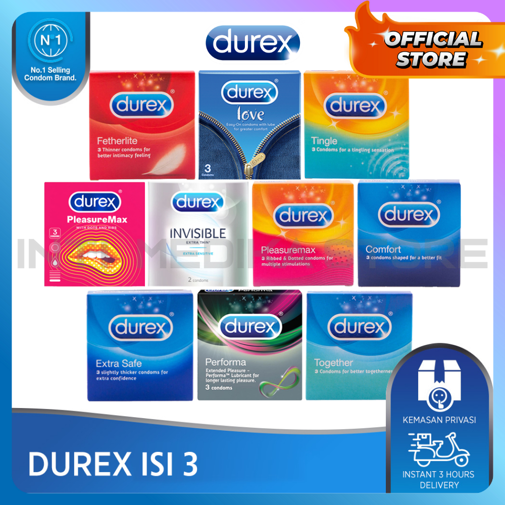 DUREX - Kondom Tipis Isi 3 | Kondom Durex Halus Lembut