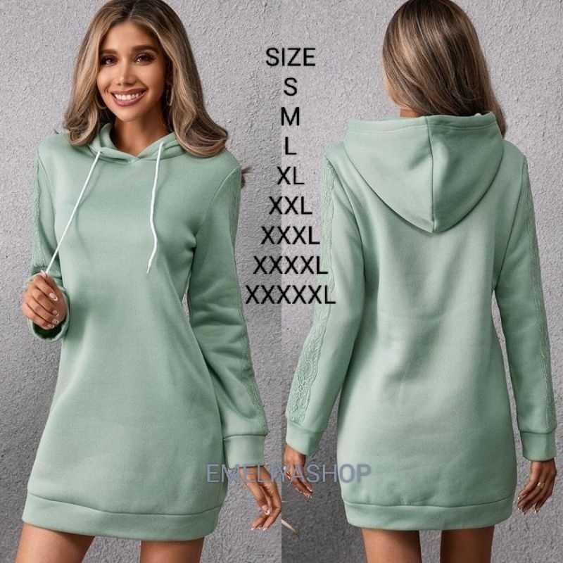 WOMEN'S HOODIE DRESS/HOODIE DRESS WANITA TANPA SAKU