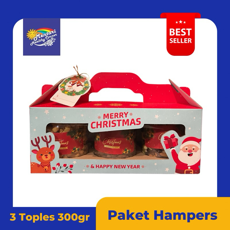 

Kacang Paket Hampers Natal isi 3 Toples ( ALMOND COKLAT, CASHEW GARLIC, TRAIL MIX )