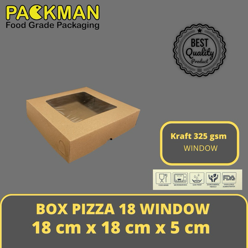 

BOX PIZZA 18x18x5 WINDOW / DUS KRAFT - JENDELA / WINDOW