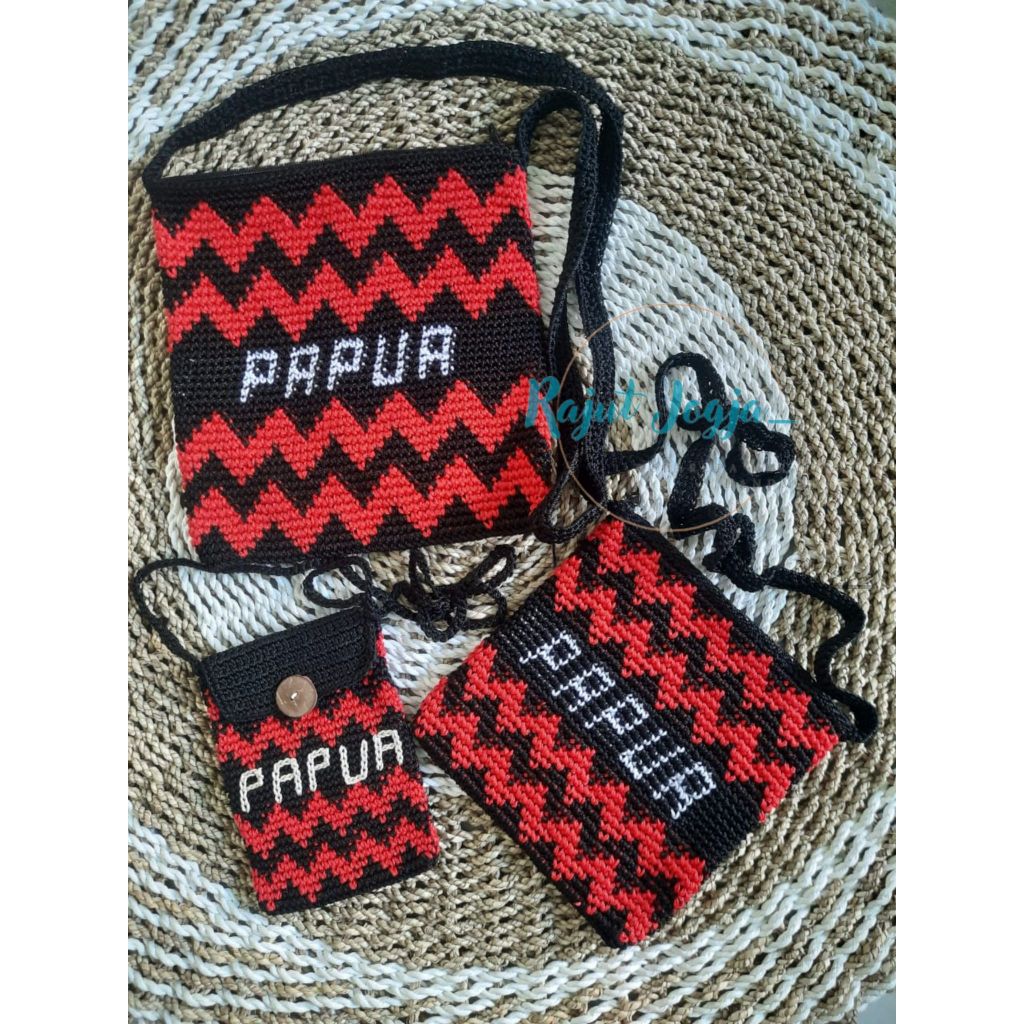 Tas Papua , tas rajut , noken Papua, Tas selempang, Tas selempang papua, Tas untuk oleh oleh, Tas un