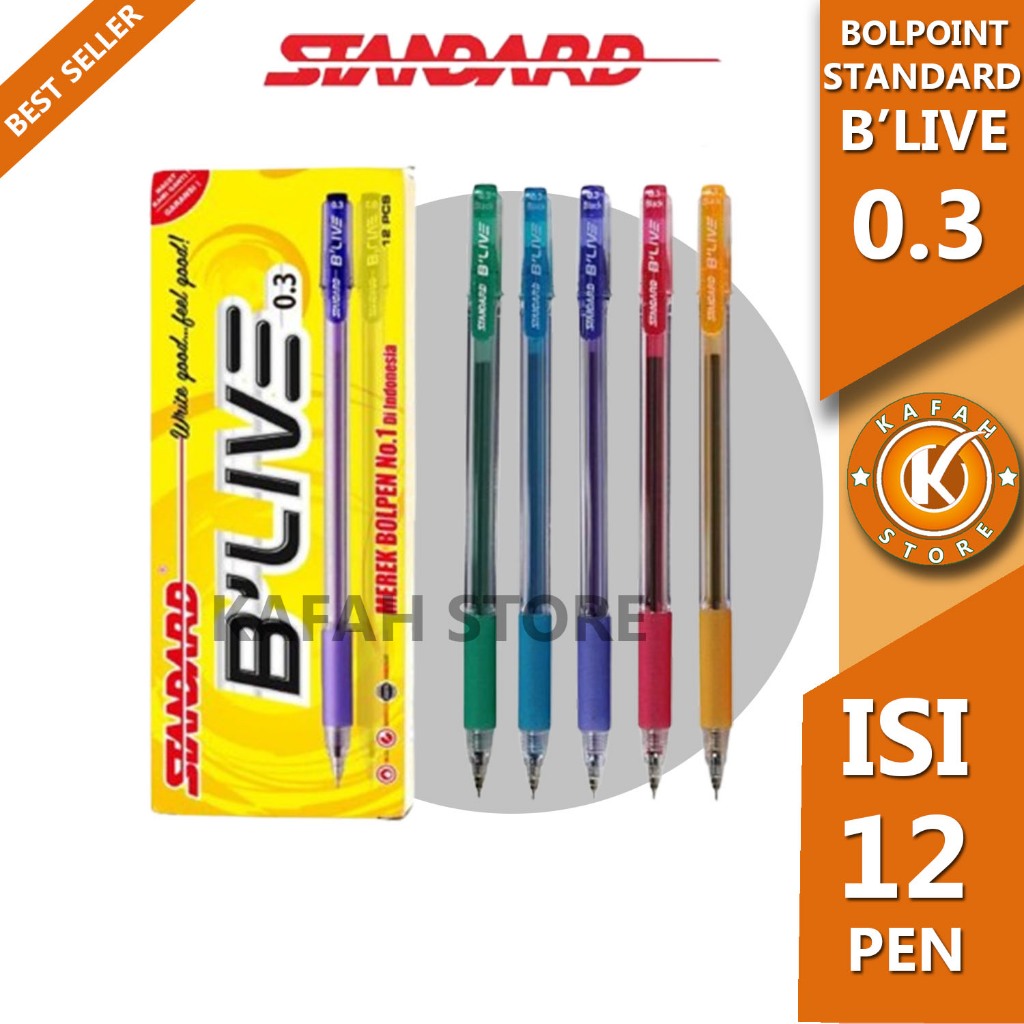 

PULPEN STANDARD B'LIVE 0.3 1 PACK 12 PCS TINTA HITAM KAFAH STORE