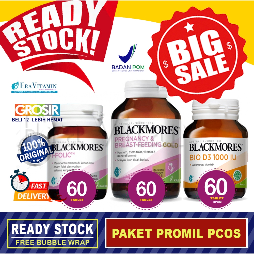 Paket PROMIL PCOS - Blackmores i-folic, Pregnancy dan D3 isi 60