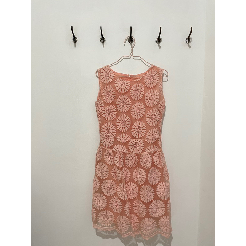 Dress flower peach pink pastel  / dress floral / dress peach pink pastel