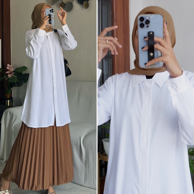 MODEL NXU243 ALINA tunik by ZALFA OUTFIT / kemeja panjang / tunik polos / tunik rayon