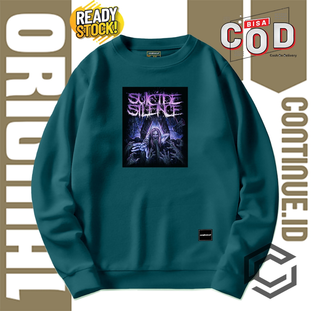 Sweater Crewneck Pria Wanita Metal Warna Hijau Tua Size M-Xxl Premium