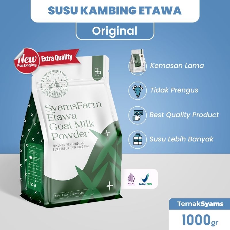 

susu kambing etawa bubuk ternak syams original 1000 gram pure murni organik terlaris terbaru terviral