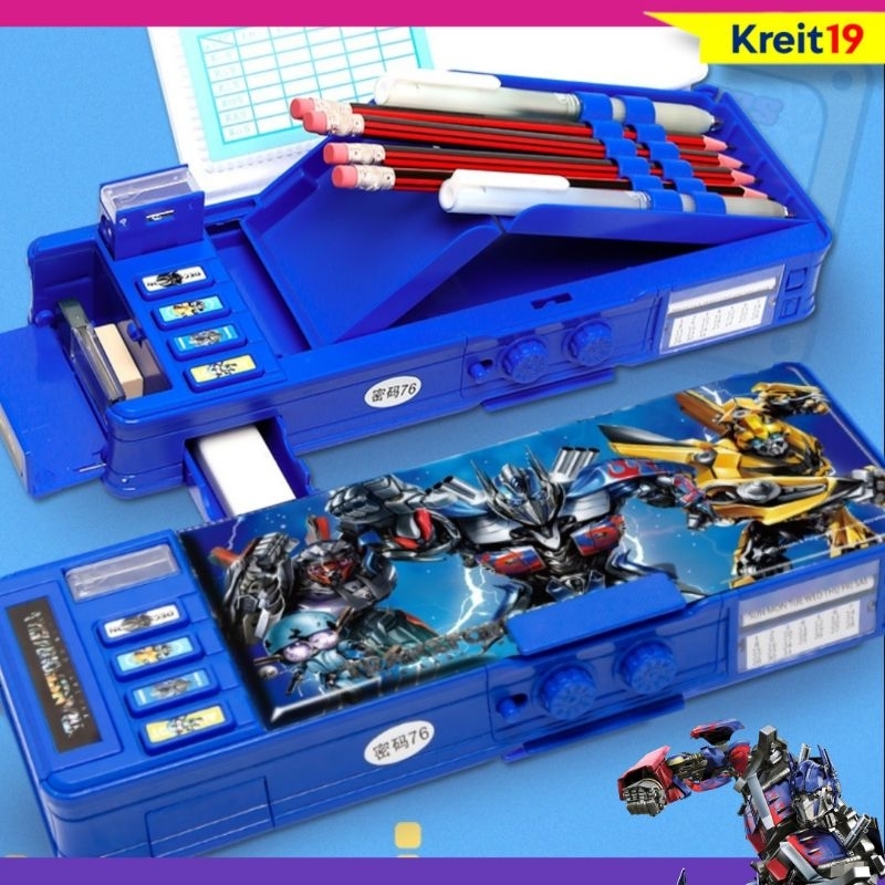 Tempat Pensil Transformers Kode Sandi Kotak Pensil Password Hadiah Anak Pencil Case Code