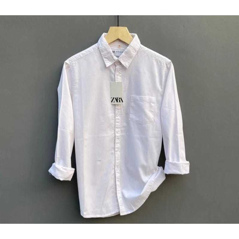 kemeja putih polos lengan panjang pria slimfit kemeja zara premium