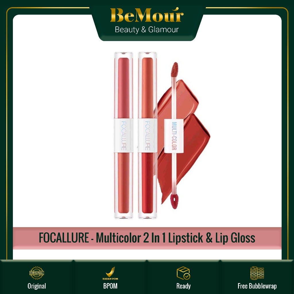 FOCALLURE - MULTICOLOR 2-IN-1 LIPSTICK & LIP GLOSS ( FA-327 ) - Liquid Lipstik Matte Dual Stick Lipg