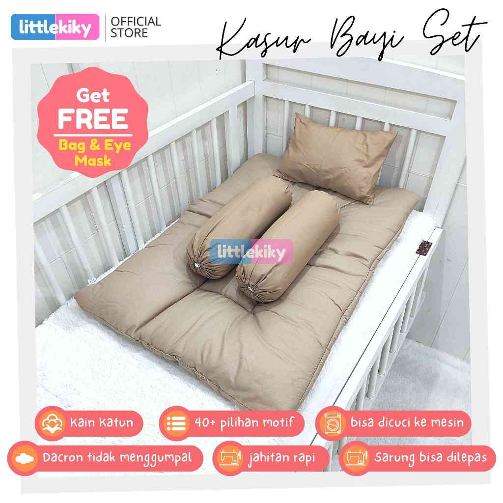 Kasur Bayi / Tempat Tidur Bayi / Bedding Set Motif Polos Littlekiky