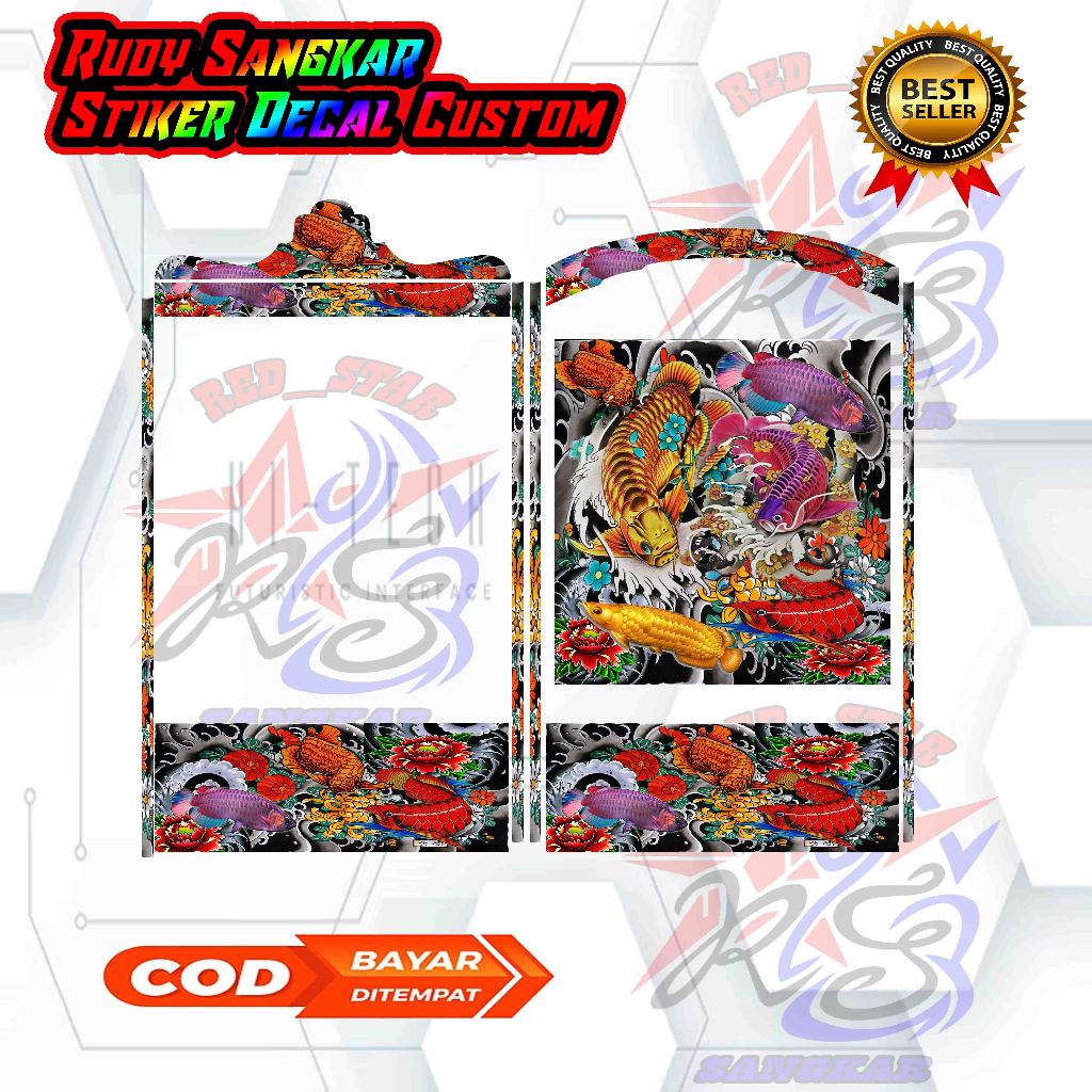 STIKER DECAL KHOSAN MOTIF ARWANA STIKER DECAL SANGKAR KOTAK MODEL KHOSAN STIKER DECAL SANGKAR KHOSAN