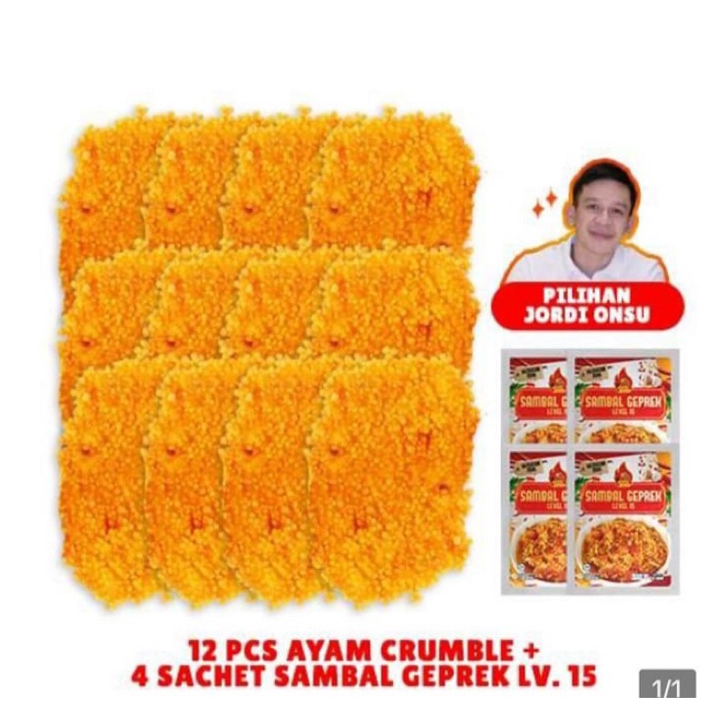 

Discount Today (Jordi' Picks) GEPREK BENSU 12 Pcs Ayam crumble FREE 4 SACHET SAMBAL LV 15 20gr !!!