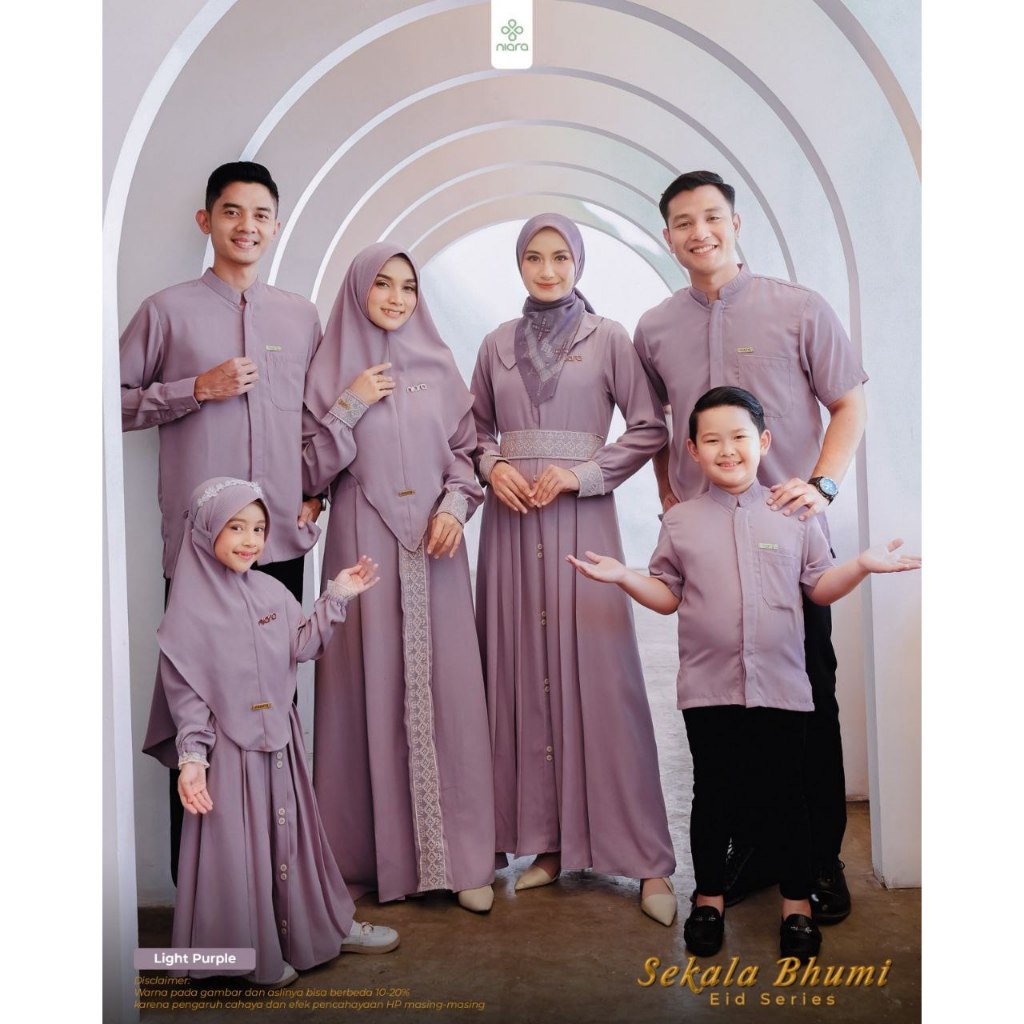 Baju Couple Keluarga Lebaran 2024 Sarimbit Sekala Bhumi Light Purple By Niara Family Set