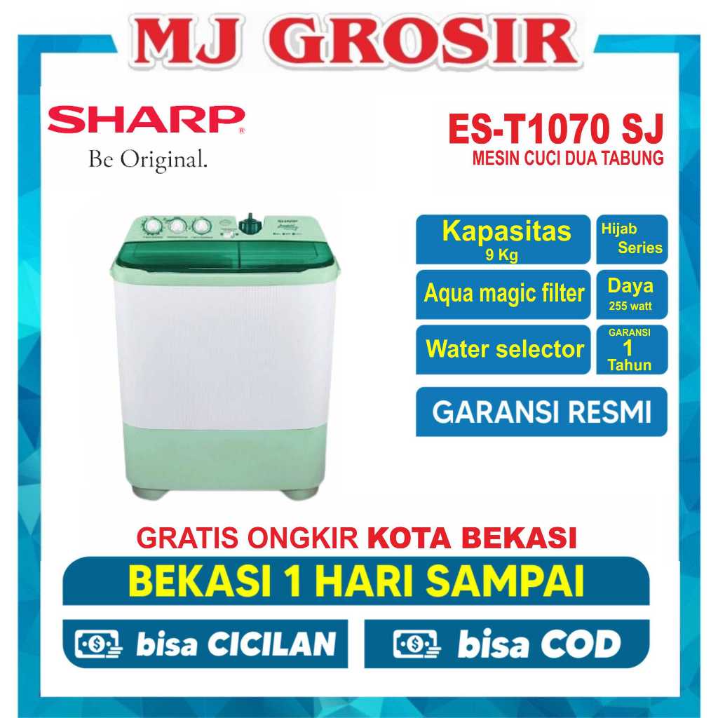 MESIN CUCI SHARP EST 1070 /  2 TABUNG 9KG AQUAMAGIC