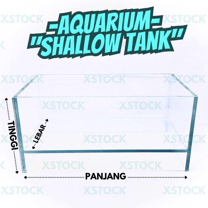 AQUARIUM SHALLOW 40 30 20CM VIA INSTAN/GOJEK TANK IKAN HIAS MURAH AQUASCAPE ESTETIK PALUDARIUM VIVAR