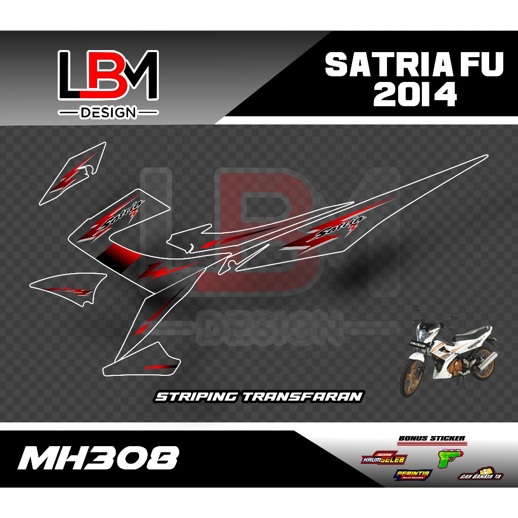 Stiker Striping Transparan Satria FU 2014 Desain Supermoto