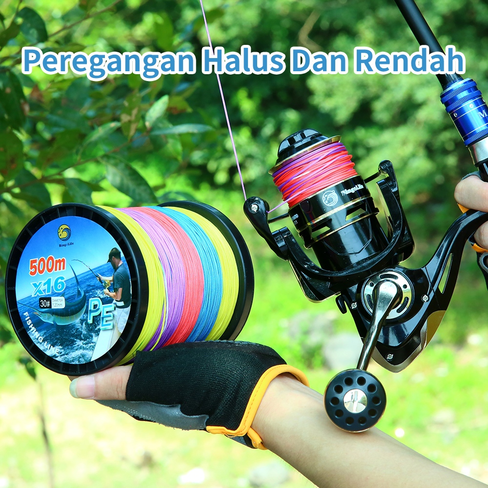 Senar PE X16 Senar Kepang 500m Sepuluh Meter Satu Warna Perahu Pancing Laut Kuat Senar Pancing Tuna