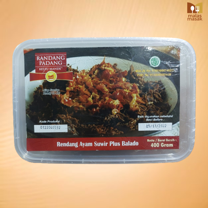 

Rendang Suir Suwir Ayam+ Sambalado Restu Mande 400gr