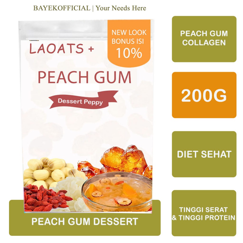 

Makanan China Halal Peach Gum Dessert Minuman Diet Pelangsing Penurun Berat Badan Laoats