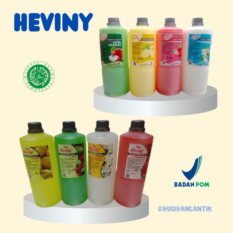 (COD) HEVINY SHAMPO | CONDITIONER | 1 LITER | LEMON | STARAWBERRY JASMINE | APEL