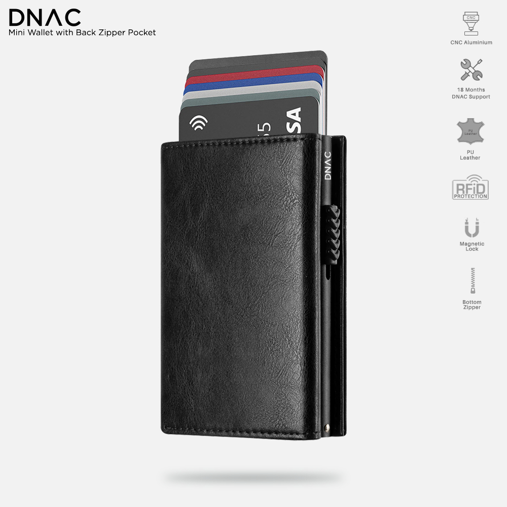 DNAC Mini Wallet Card Holder RFID with Back Zipper Pocket - Variant Product