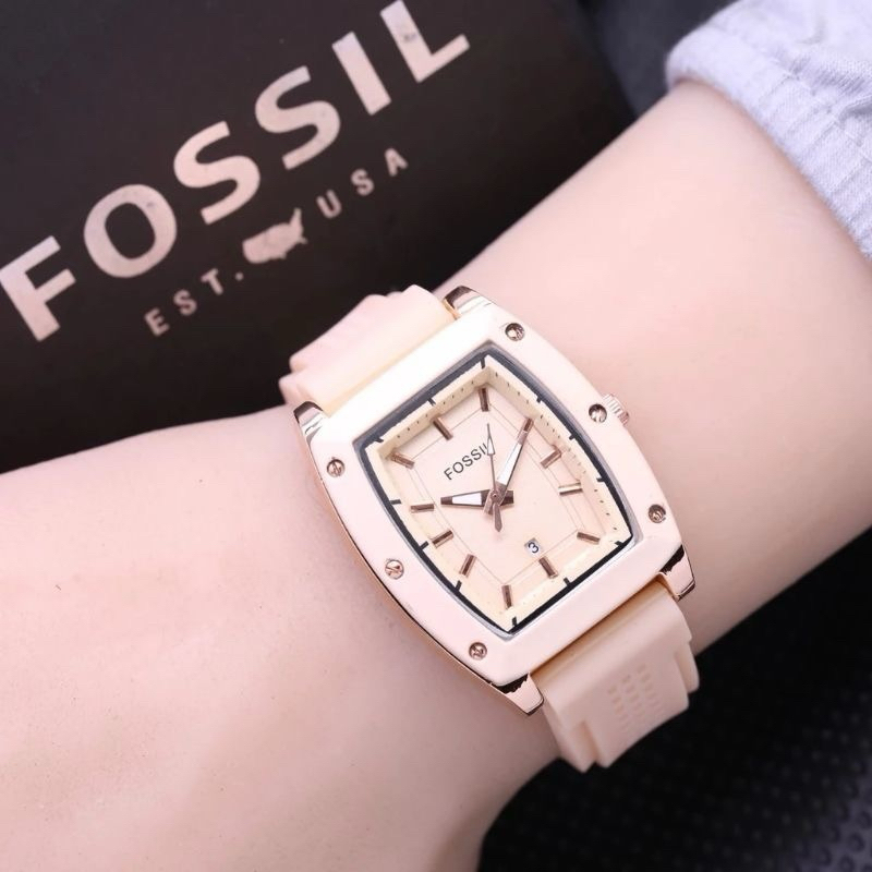 Promo Jam Tangan Wanita/Cewek Foss Elegan Model Oval Analog Tali Rubber Free Box