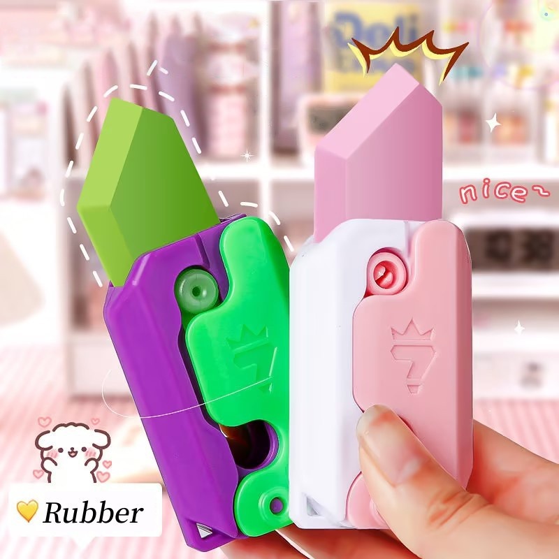 

Penghapus Pisau Wortel Gravitasi 3D Kartun Penghapus Dorong Tarik Portabel Siswa Alat Tulis Anak-anak yang Aman dan Tidak Berbahaya