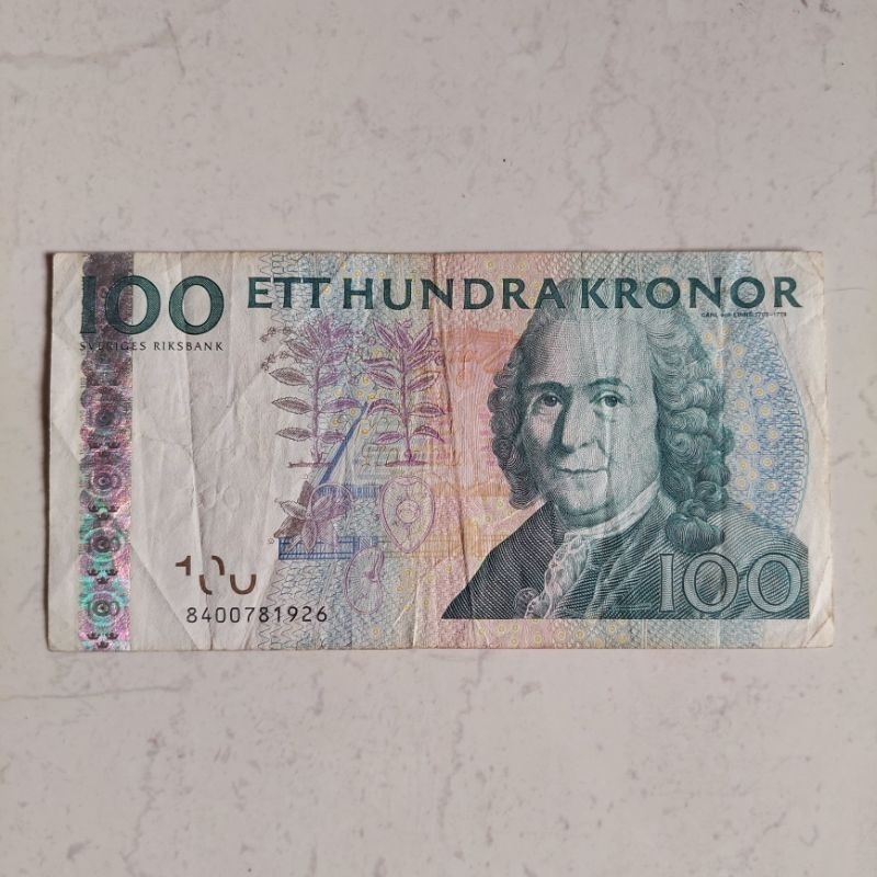 Uang Swedia 100 Kronor Kroner Kuno Tahun 2008 - Sweden Swedish Sverige