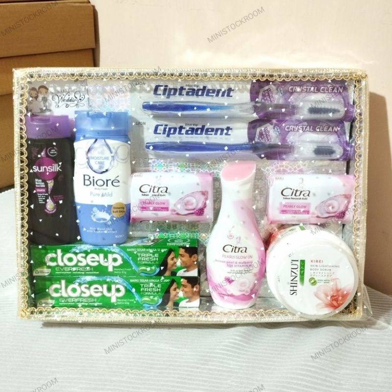 Paket seserahan satu set perlengkapan mandi sudah hias gratis box
