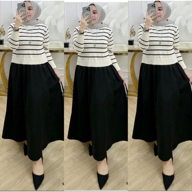 gamis rajut salur mix katun import by MJS
