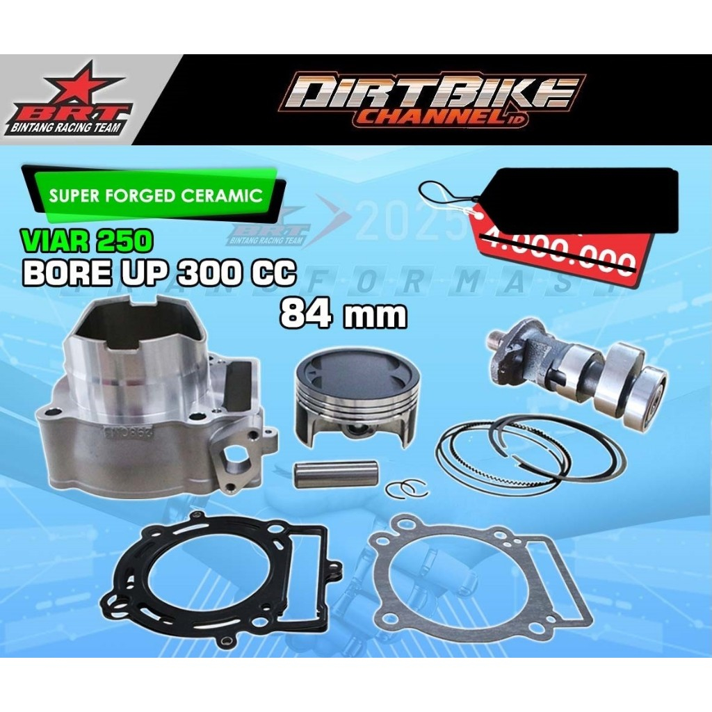 Paket BRT Blok Ceramic & Master Cam Noken As VIAR 250 Bore Up 300 CC