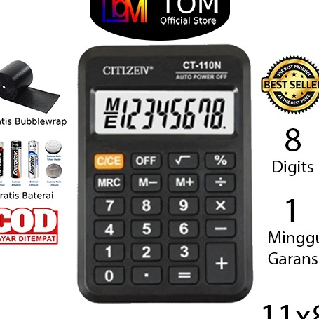 

Laris Kalkulator CT-100N 8 Digit - Calculator Saku Kecil Mini
