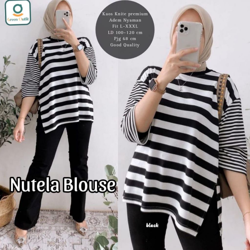 nutela blouse jumbo ld 100 - 120 bluse bluss blus kaos baju atasan wanita perempuan cewek remaja dew