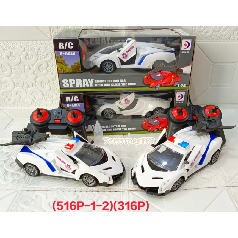 Mainan RC POLICE 1:24 SPRAY RC Asap RC Mobil Remote Control Asap