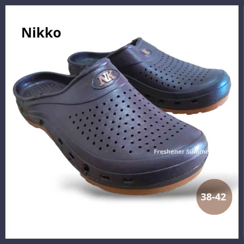 Sepatu Sandal Karet Selop Nikko 8032 Bakpao Baim Pria Dewasa Coklat Murah