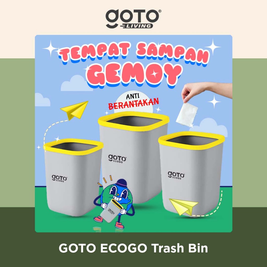 Goto Ecogo Tempat Tong Keranjang Kotak Sampah Mini Besar Aesthetic