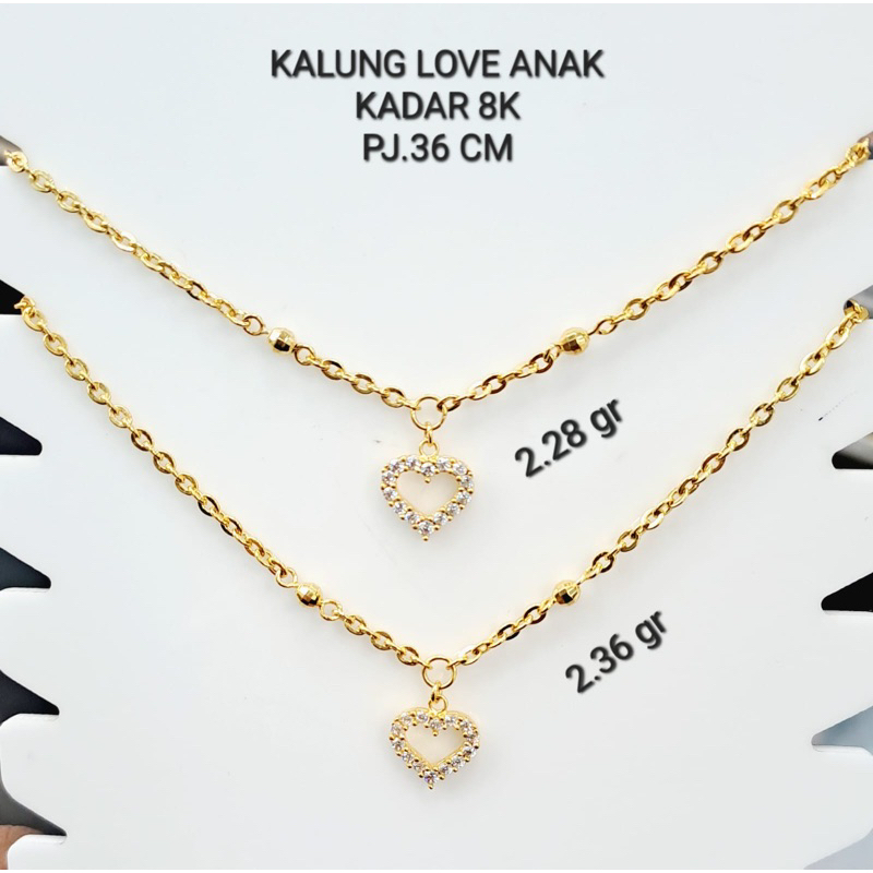 KALUNG LOVE EMAS ASLI FASHION ENDOLITA KADAR 375/8KARAT