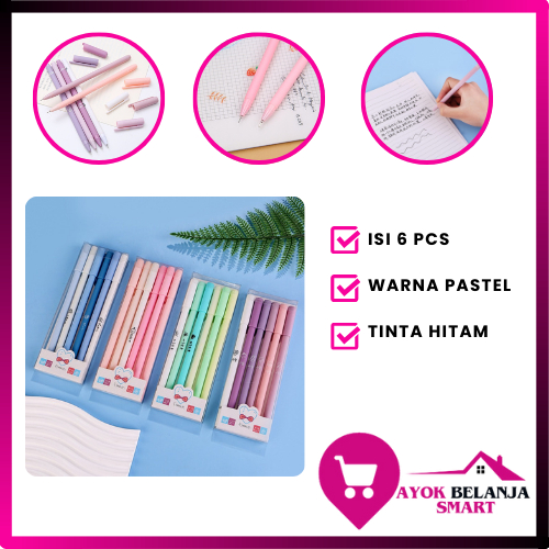 

ABS 1 Set 6Pcs Pena Gel 0.5mm Warna Pastel Pen Gel Aesthetic Pulpen Gel 6 IN 1 Warna Gradasi Pena Gel Set Morandi Color Bolpoint Tinta Gel Cair 6 Pcs Journaling Pen Alat Tulis Kantor Sekolah Lucu